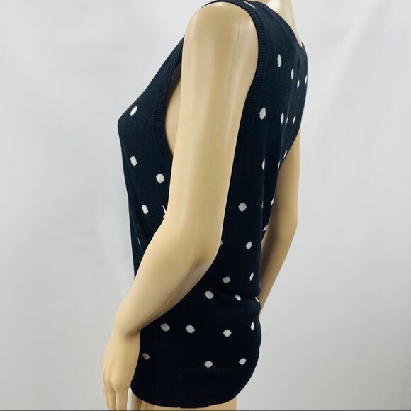 Halogen Black White Polka Dot Sweater Vest - Picture 5 of 8
